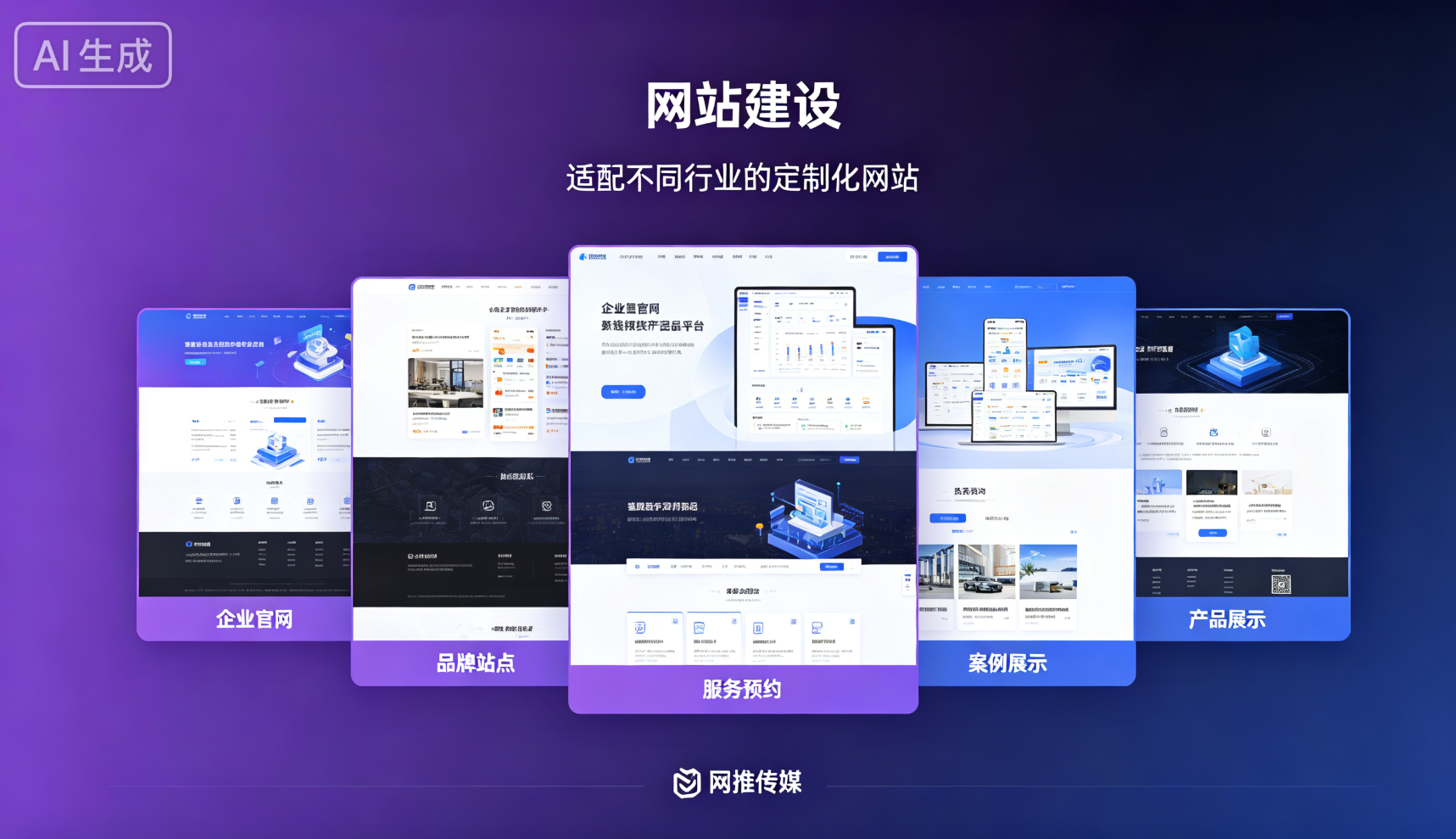 网推传媒网站建设项目宣传图 - 展示现代化企业官网界面